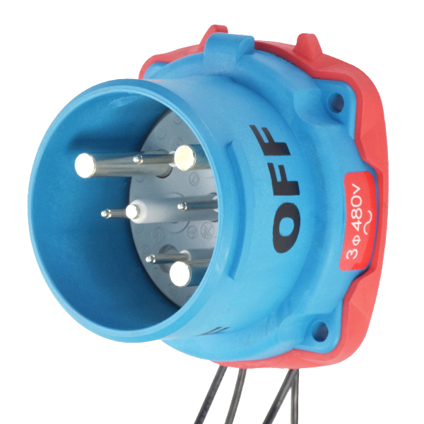 33-68243-C-K04-264 - DS100C INLET POLY BLUE SIZE 4 TYPE 3R 3P+G 100A 480 VAC 60 Hz +4 AUX